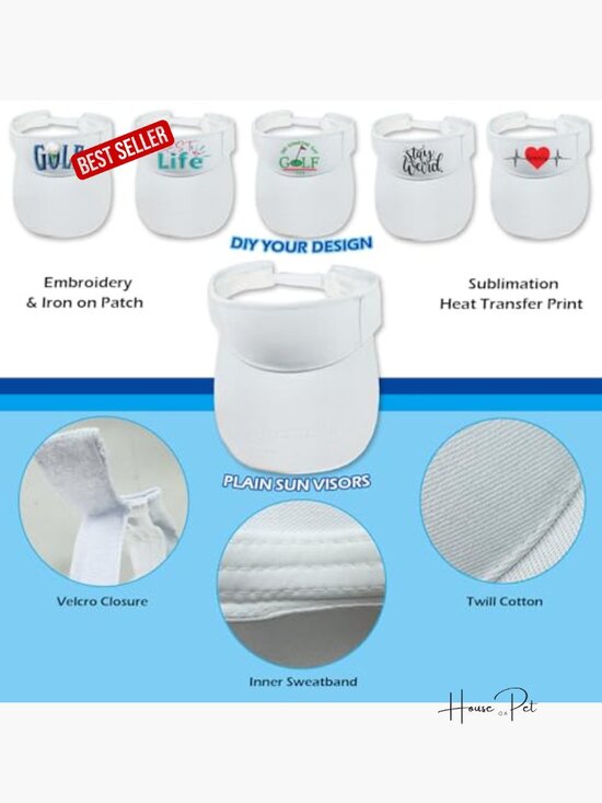 Cotton Sun Visor Open Top Adjustable Sport Visor for Golf Tennis Travel